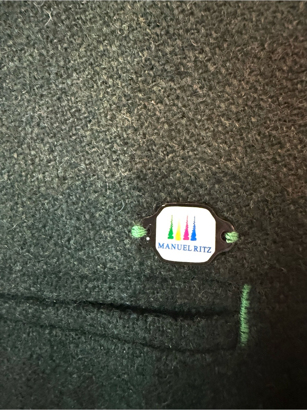 Manuel Ritz Wool Trousers Green Cropped Cuffed Colorful Button Fly Size 32 - Picture 9 of 12